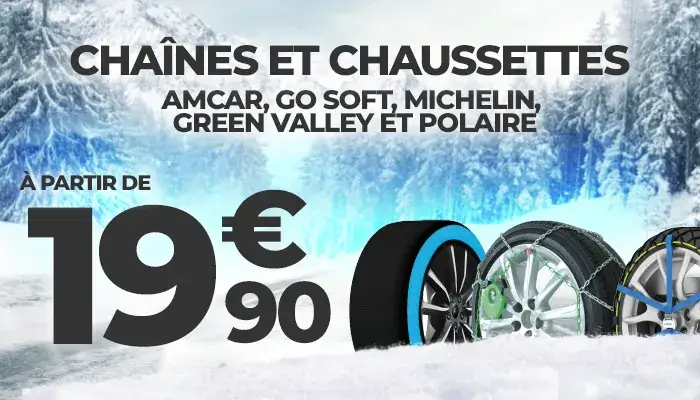 Chaînes et chaussettes à partir de 19,90€