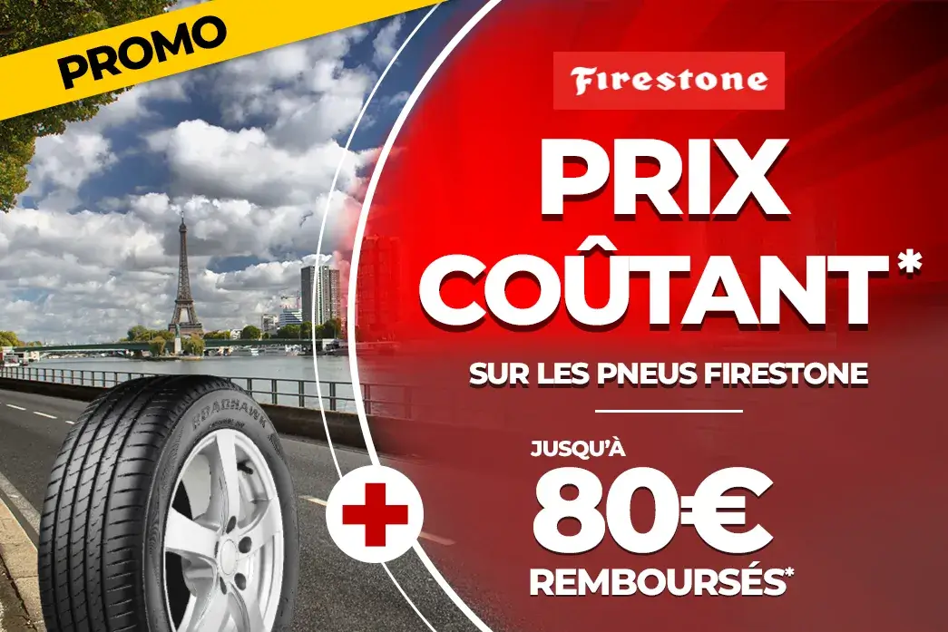 Prix coûtant et jusqu'à 80€ remboursés sur les pneus FIRESTONE