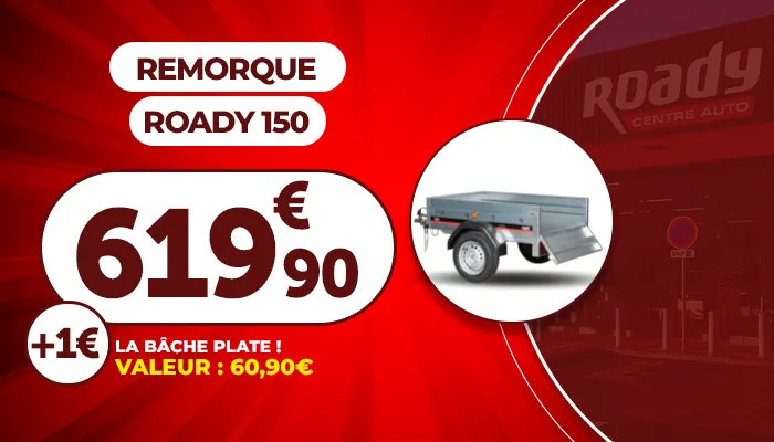 Remorque ROADY 150 - la bâche plate à 1€