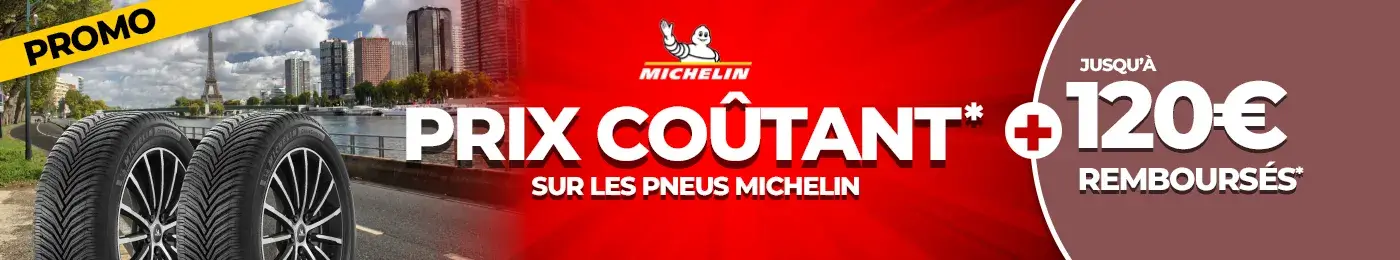 Prix coûtant sur tous les pneus Michelin jusqu'à 120€ remboursés