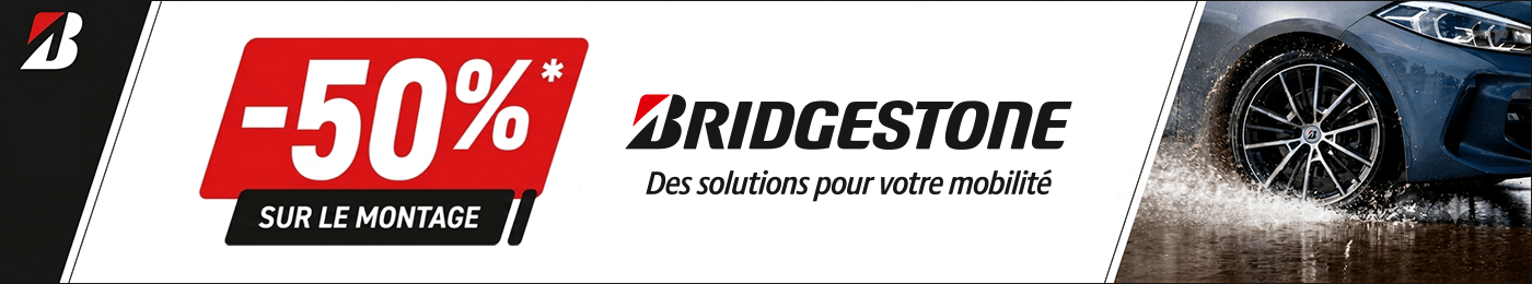 -50% sur le montage des pneus BRIDGESTONE