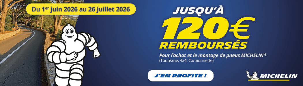 Offre pneus Michelin 1jusqu'à 120 € rembourse