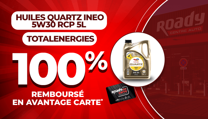 Huiles QUARTZ INEO, 100% remboursé en avantage carte