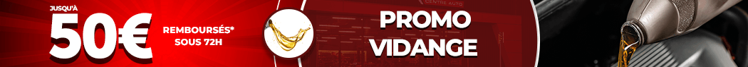 Promo vidange : jusqu'à 50€ remboursés sous 72h Promo vidange : jusqu'à 50€ remboursés sous 72h