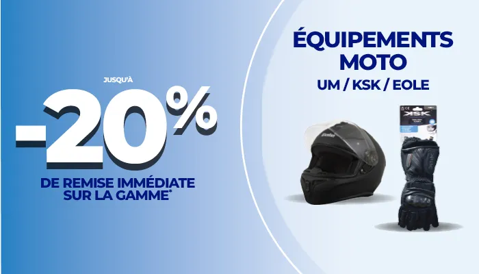 -20% de remise immédiate sur les équipements moto