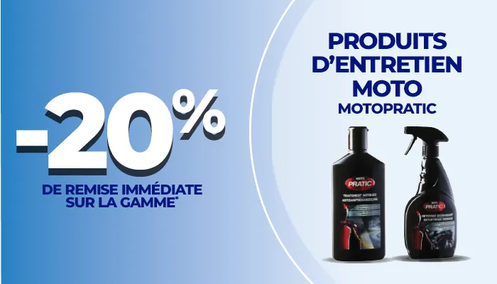 -20% de remise immédiate sur les produits d'entretien moto MOTOPRATIC