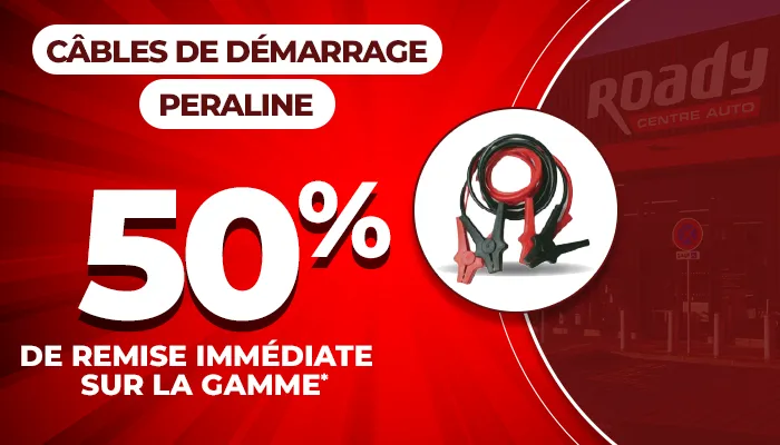50% de remise immédiate sur les câbles de démarrage PERALINE