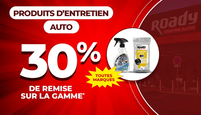 30% de remise immédiate sur les produits d'entretien auto toutes marques