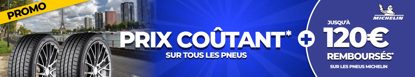 Prix coûtant sur tous les pneus - Jusqu'à 120€ remboursés sur les pneus MICHELIN