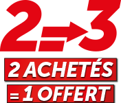 2 achetés = 1 offert
