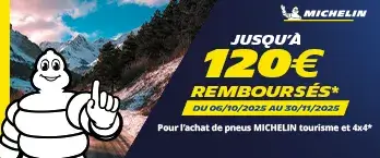 Jusqu'à 120€ remboursés sur les pneus MICHELIN