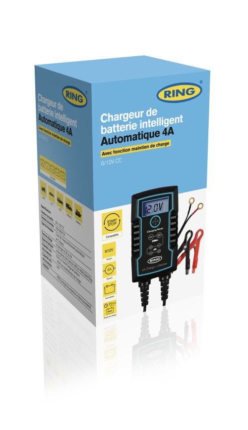 Chargeur de batterie intelligent et maintien de charge RING 12V, 4A  RESC804FR - Roady