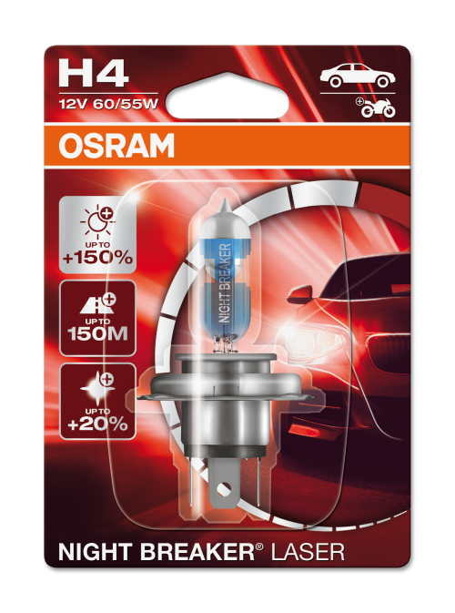 2 Ampoules OSRAM H4 Night Breaker® Laser 12V - Roady