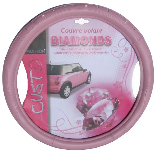 Couvre volant CUSTOMAGIC rose à strass - Roady