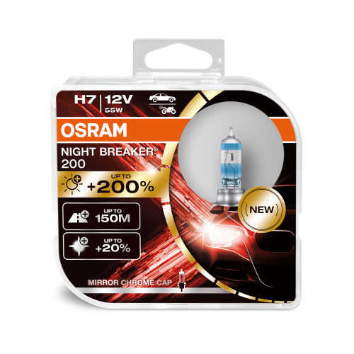 2 Ampoules OSRAM H7 Night Breaker® 200 12V - Roady