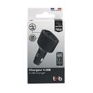 Chargeur allume-cigares TNB 2XUSB et 2XUSB-C 78W - noir