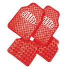 Jeu de 4 Tapis auto CUSTOMAGIC PVC effet métallisé rouge