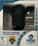 SUPPORT CHARGE INDUCTION FIXATION UNE MAIN GRILLE AERATION  TAILLE MAXI 8,3 CM RDI NOIR