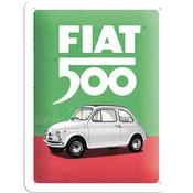Tin Sign  15Cm X 20Cm NOSTALGIC ART Fiat 500 / Italian Colours