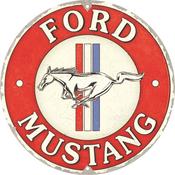 Round Tin Sign 35Cm NOSTALGIC ART Ford Mustang - 3 Stripes Red