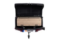 Coffre d'attelage 330 litres TOWBOX Camper Life Noir sur bras articulé COURT 