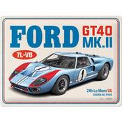 Tin Sign 30 X 40 Cm Ford NOSTALGIC ART Gt40 24H Le Mans 1966
