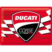 Tin Sign 30 X 40 Cm NOSTALGIC ART Ducati Corse - Logo Racing Flag
