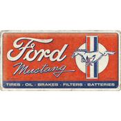 Tin Sign 25 X 50Cm Ford MustangNOSTALGIC ART Horse & Stripes Logo Red