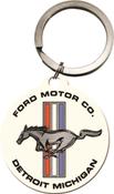 Key Chain Round NOSTALGIC ART Ford Mustang - Horse & Stripes Logo