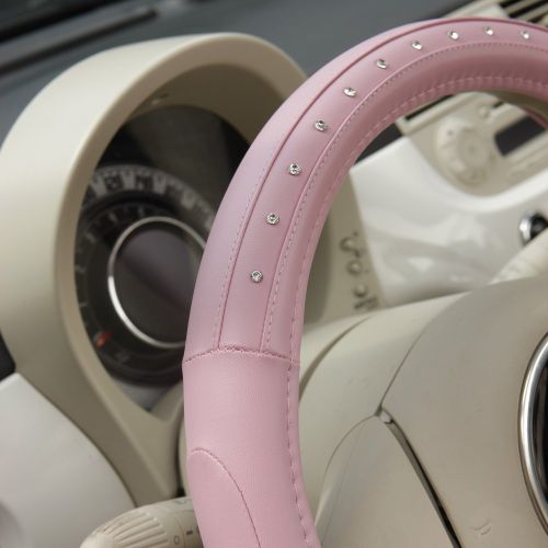 Couvre volant CUSTOMAGIC rose à strass