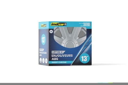 4 enjoliveurs COSMOS argent avec insert chrome 13"