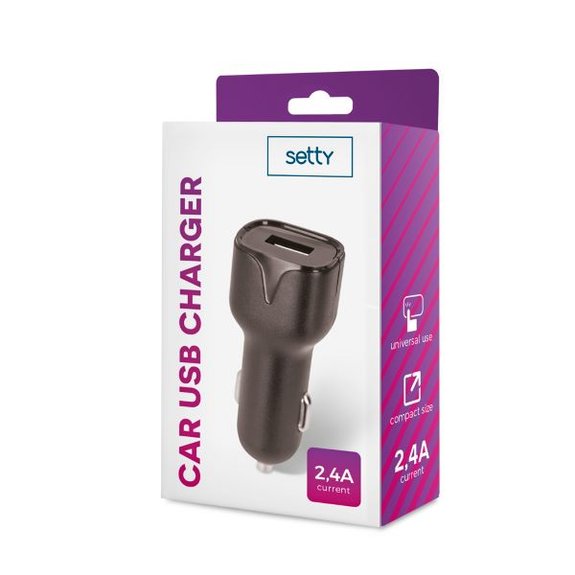 Chargeur de voiture SETTY 1x USB 2,4A noir