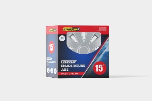 4 enjoliveurs AURA argent avec insert chrome 15"