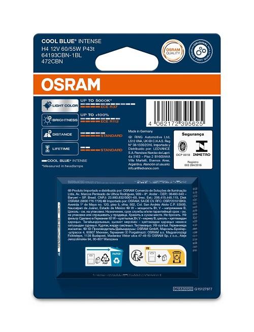 Ampoule OSRAM COOL BLUE INTENSE NG H4 12V