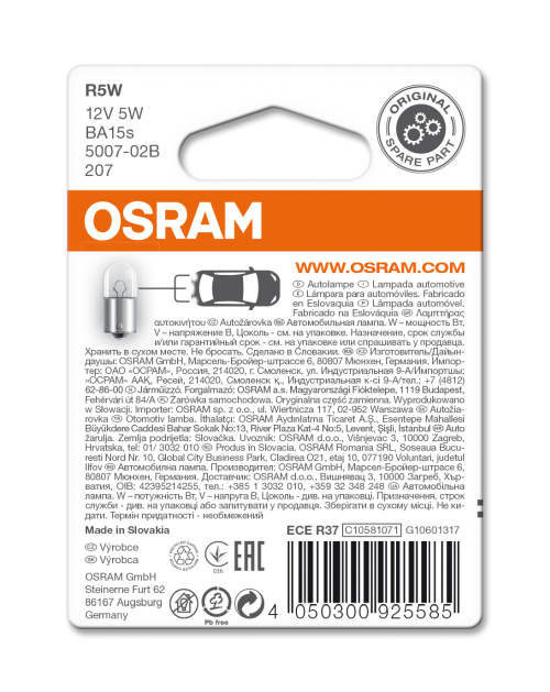 2 Ampoules OSRAM R5W Original 12V