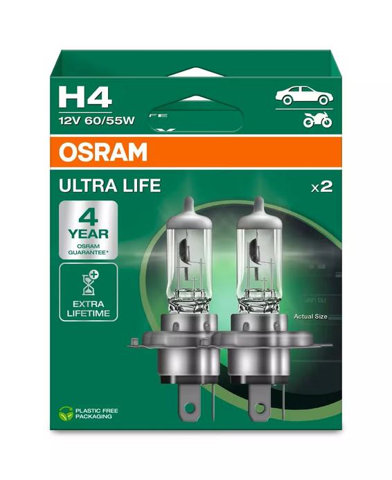 2 ampoules OSRAM ULTRALIFE H4 12V DUOBOX