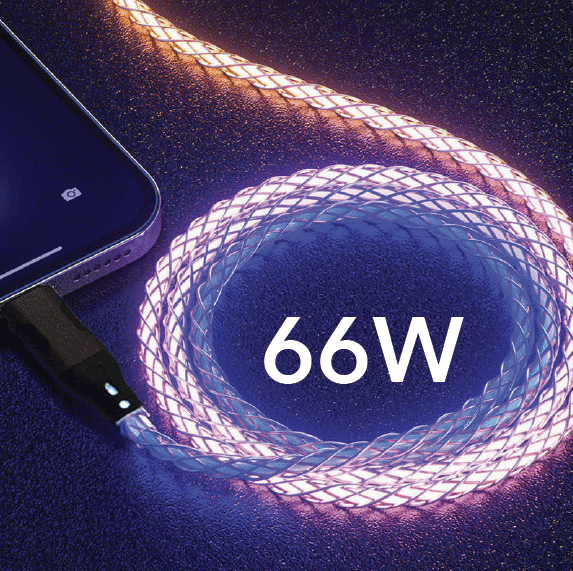 CORDON LUMINEUX CHARGE  + DATA USB A / TYPE C RDI NOIR