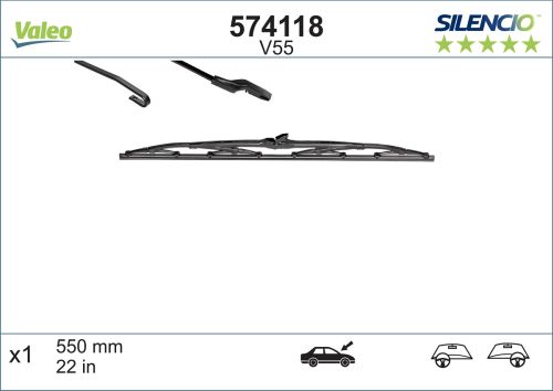 1 Balai d'essuie-glace VALEO Silencio V55 1 Balai d'essuie-glace VALEO Silencio V55