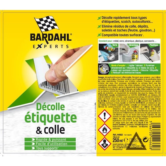 Décolle étiquette BARDAHL 250ML