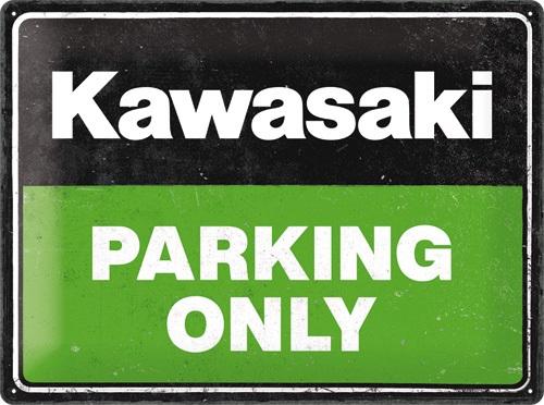 Tin Sign 30 X 40 Cm NOSTALGIC ART Kawasaki - Parking Only Green