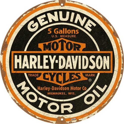 Round Tin Sign 35Cm NOSTALGIC ART Harley-Davidson - Genuine Motor Oil
