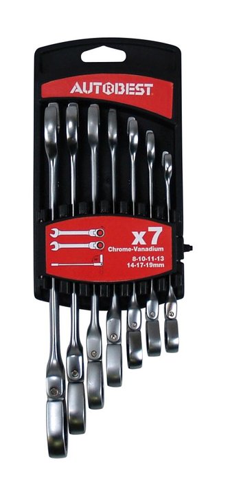 Jeu de 7 clés mixtes a cliquet têtes articulées AUTOBEST Jeu de 7 clés mixtes a cliquet têtes articulées AUTOBEST