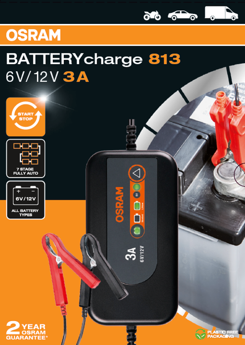 Chargeur de batterie auto 6 V/ 12 V OEBCS813 OSRAM