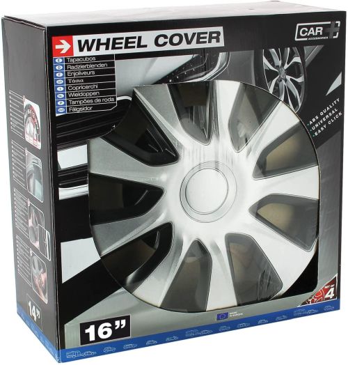 4 enjoliveurs WASHINGTON  silver/black 16"