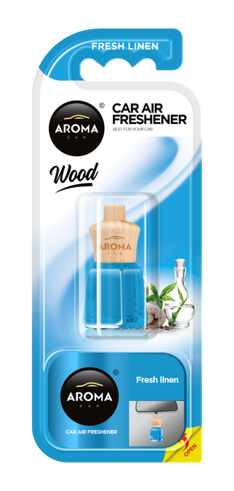 Désodorisant AROMA CAR wood mini fresh linen (linge frais) 4.5ml