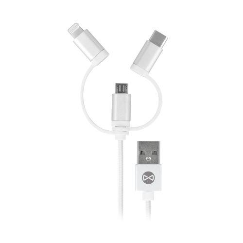 Câble 3 en 1 FOREVER nylon blanc
