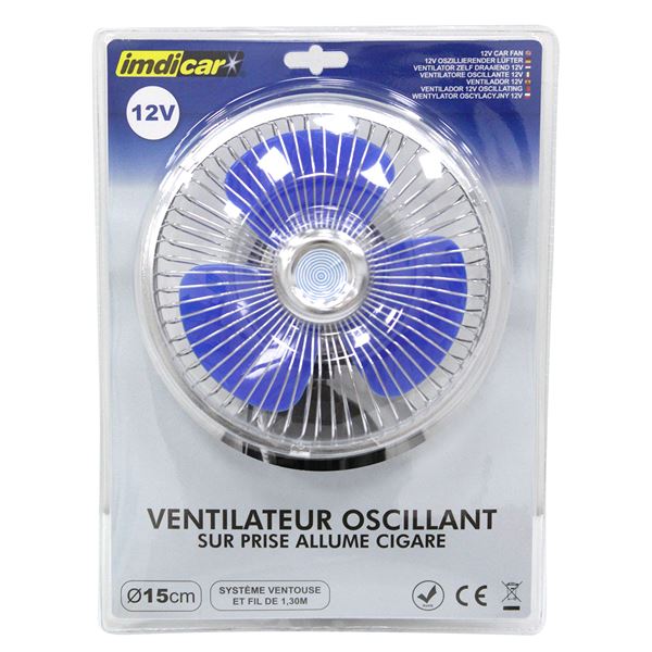 Ventilateur oscillant métal avec ventouse IMDIFA 12V Ventilateur oscillant métal avec ventouse IMDIFA 12V