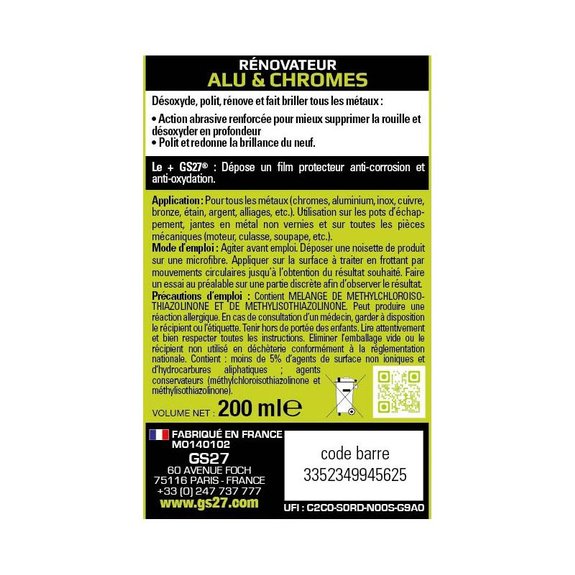 Rénovateur alu et chromes GS27 MOTO 200ml