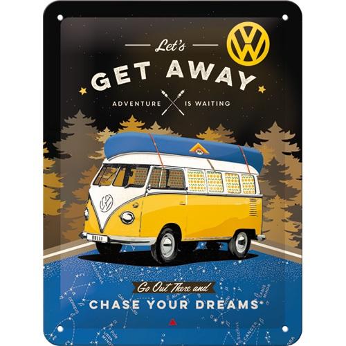 Tin Sign  15Cm X 20Cm NOSTALGIC ART Vw Bulli / Lets Get Away Night