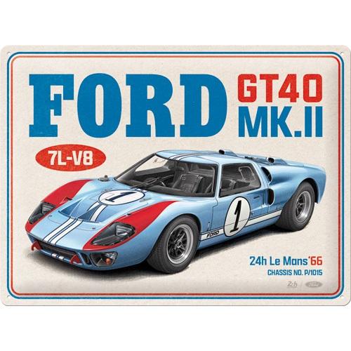 Tin Sign 30 X 40 Cm Ford NOSTALGIC ART Gt40 24H Le Mans 1966